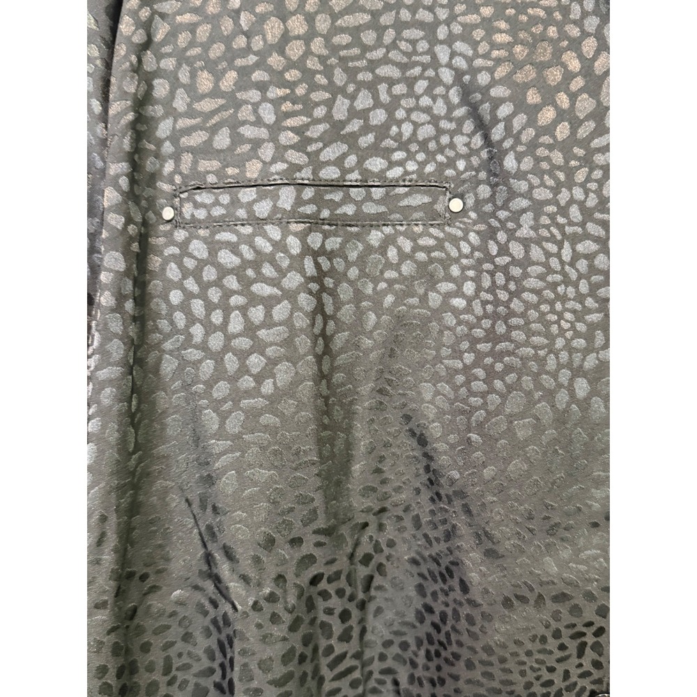 Chico's Black Jacquard Animal Leopard Print Tie Front Blouse Top Size 3 XL - Picture 11 of 14